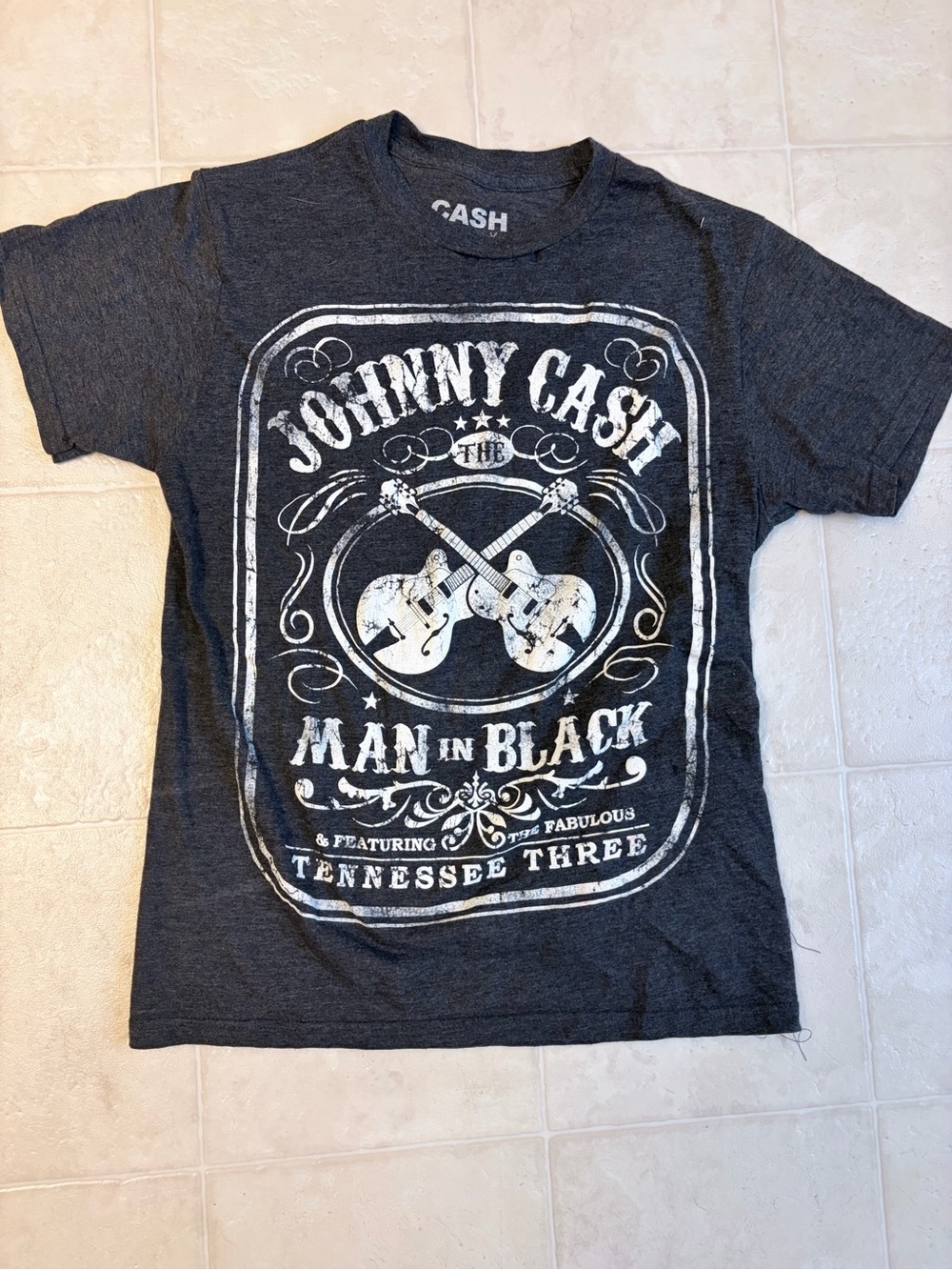 Ash Black Heather Johnny Cash Graphic Tee